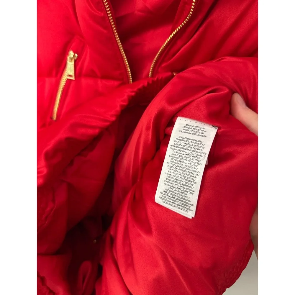 Polo Lauren Ralph Lauren Womens Jacket Red XXS Satin Down Puffer Lipstick Winter